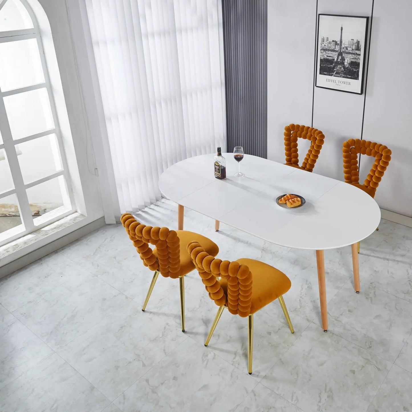 Extendable Dining Table with Durable Metal Legs