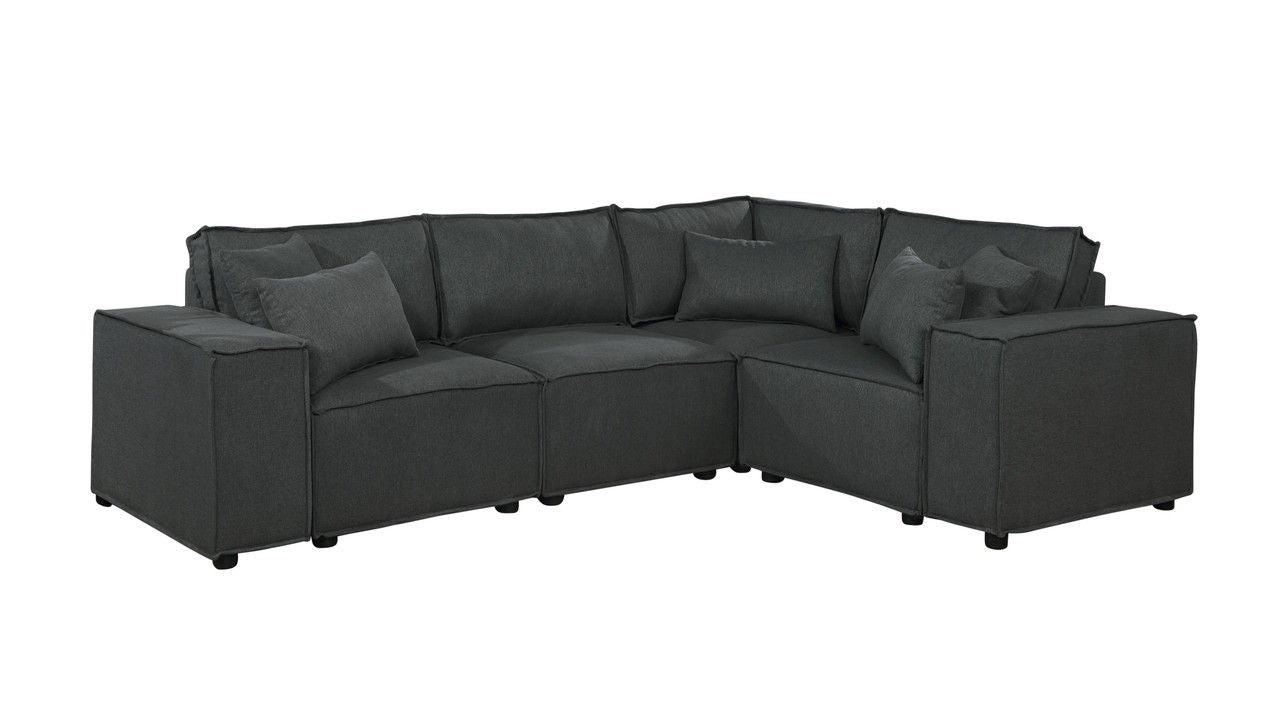 Melrose modular sectional sofa with ottoman in dark gray fabric, 2-piece set by HouseOfZazla on Tampa Home & Garden Store