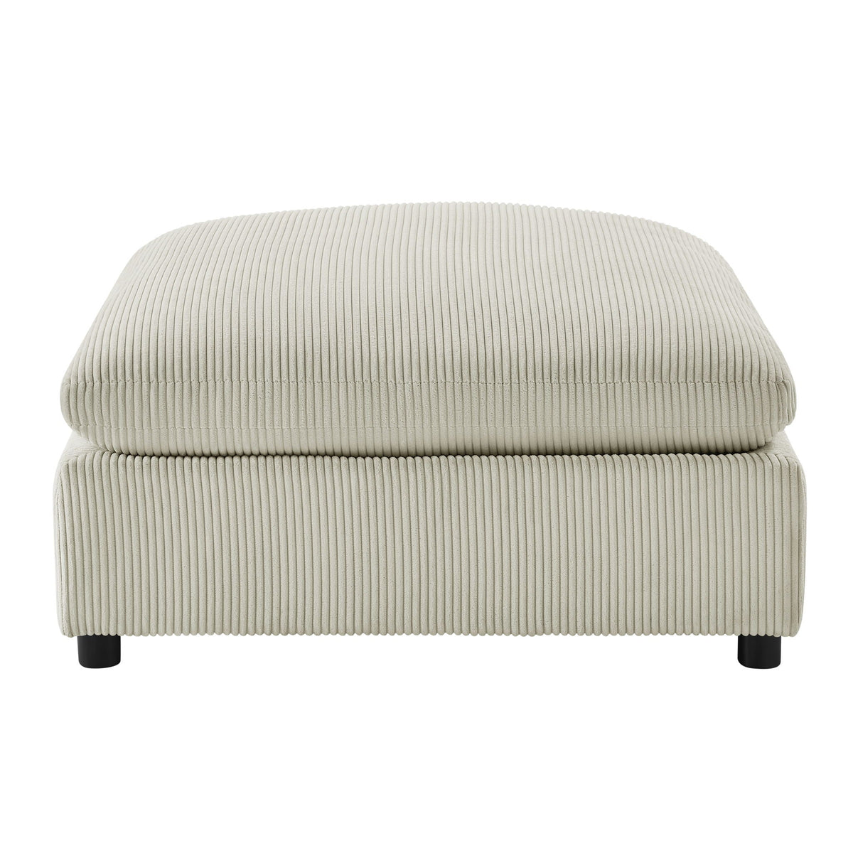 Chelsea Upholstered Ottoman beige ribbed corduroy fabric by HouseOfZazla on Tampa Home & Garden Store