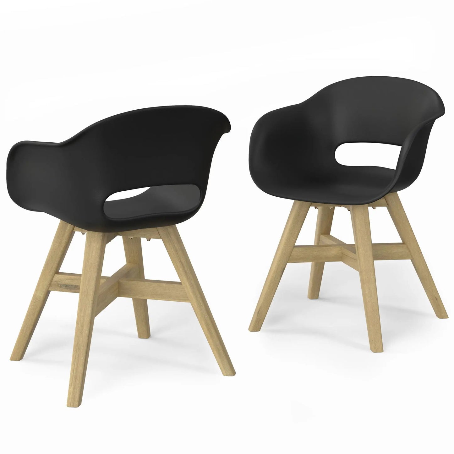 Kona Outdoor Dining Chair Set of 2 in black plastic with natural wood legs on Tampa Home & Garden Store