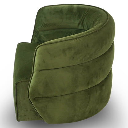 Walden Stylish Swivel Chair with Integrated Armrests by HouseOfZazla in olive green velvet on Tampa Home & Garden Store