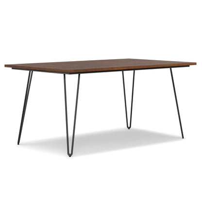 Square mango wood dining table with black hairpin legs on Tampa Home & Garden Store