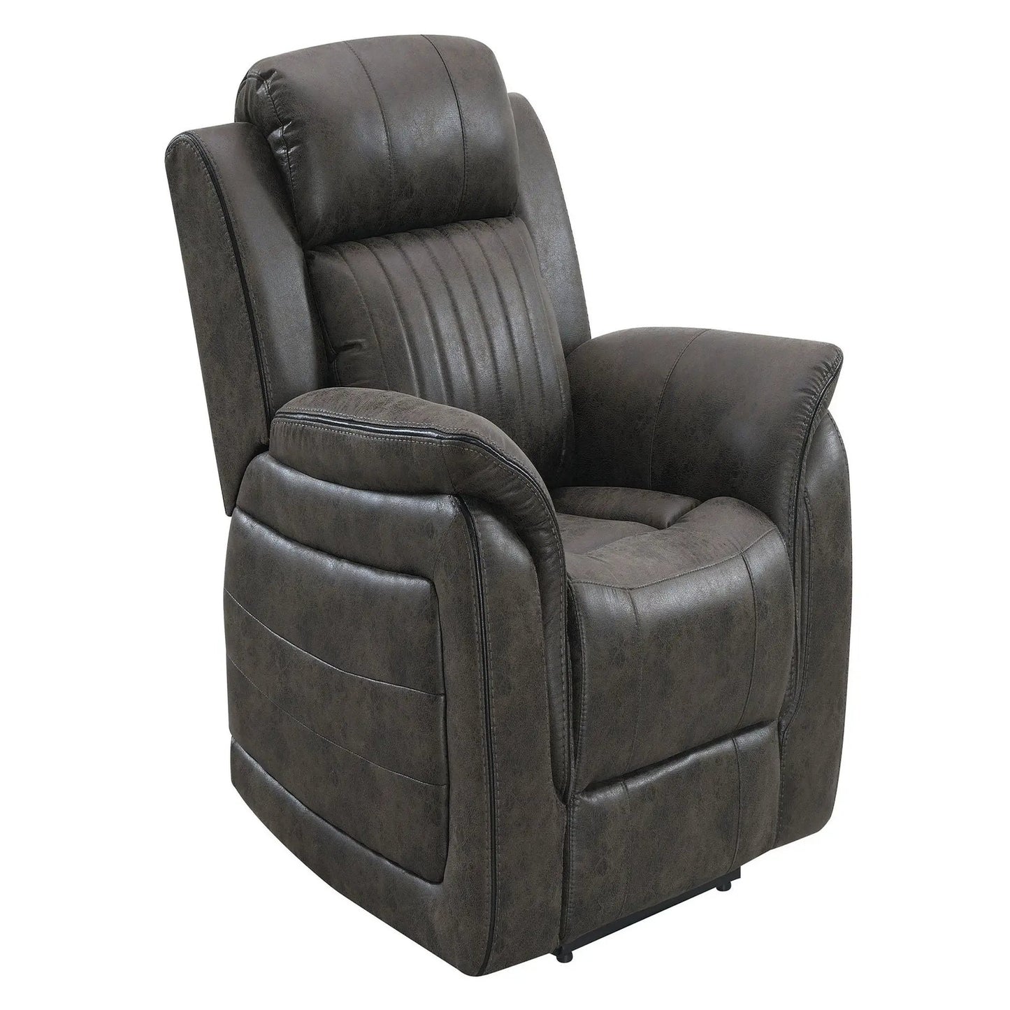 Steban glider recliner gray leatherette upholstery by Unique Piece Furniture, plush arms on Tampa Home & Garden Store
