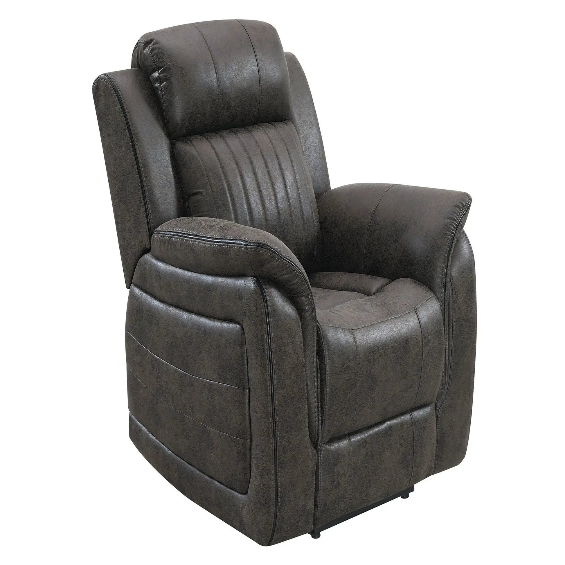 Steban glider recliner gray leatherette upholstery by Unique Piece Furniture, plush arms on Tampa Home & Garden Store
