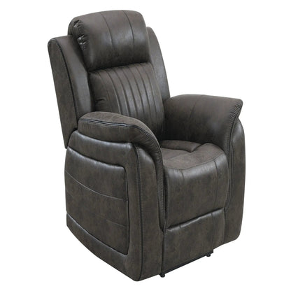Steban glider recliner gray leatherette upholstery by Unique Piece Furniture, plush arms on Tampa Home & Garden Store