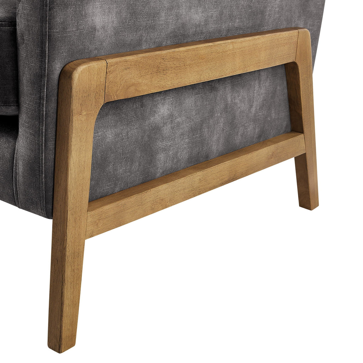 Tufted Back Accent Arm Chair with dark gray commercial upholstery and light wood frame on Tampa Home & Garden Store