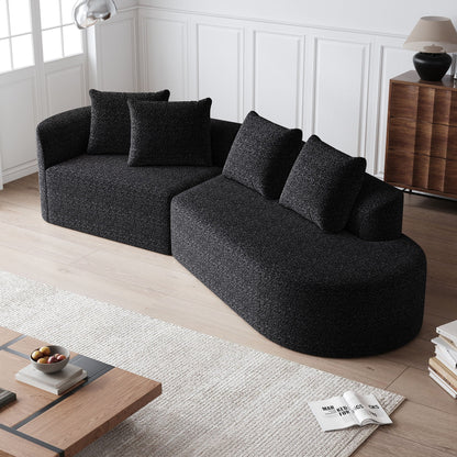 Chenille Sectional Sofa and Soft Throw Pillows