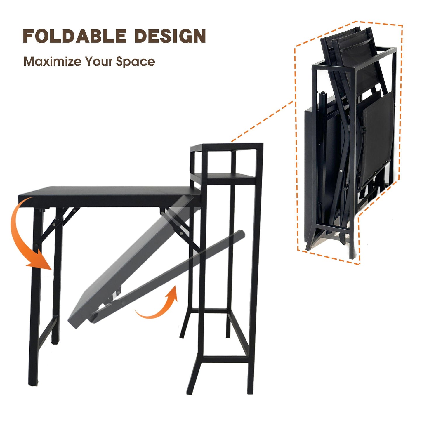Black Folding Patio Bistro Set and Sling Chairs