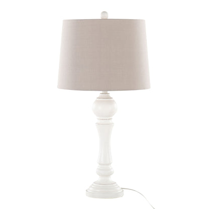 Winston Farmhouse Poly Table Lamp set of 2 beige shade white base HouseOfZazla on Tampa Home & Garden Store
