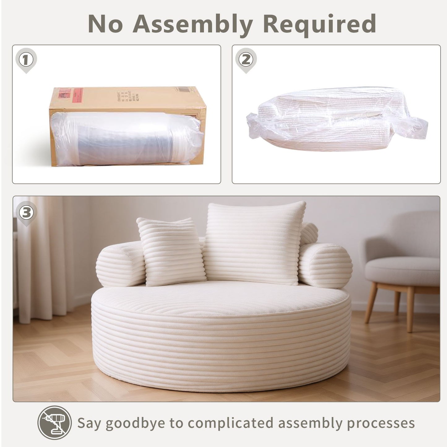 Round Sofa Bed and Pillows for the Living Room