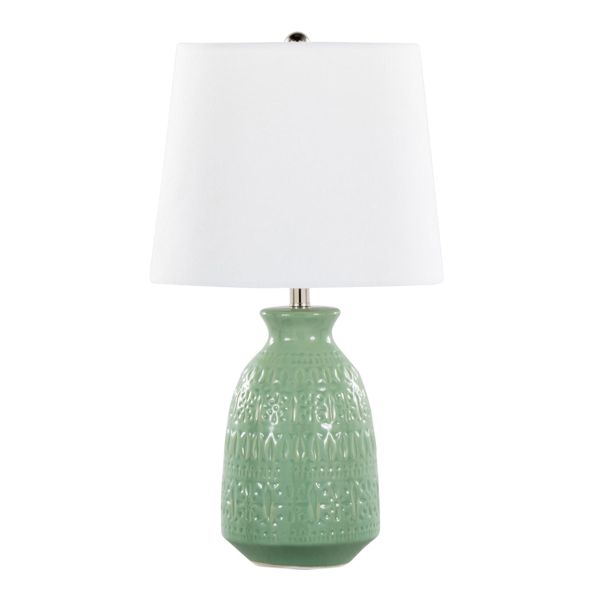 Claudia contemporary lamp set of 2 with green ceramic base and white shade HouseOfZazla on Tampa Home & Garden Store