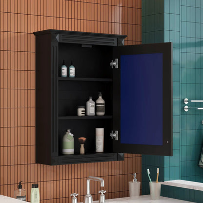Wall mounted medicine cabinet with mirror, black finish, open shelves Unique Piece Furniture on Tampa Home & Garden Store