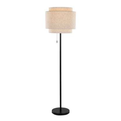 Tier contemporary floor lamp by HouseOfZazla with beige fabric shades on a slim black stem on Tampa Home & Garden Store