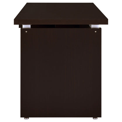 Ulloa L-shaped office desk Cappuccino finish with slide-out keyboard tray by HouseOfZazla on Tampa Home & Garden Store