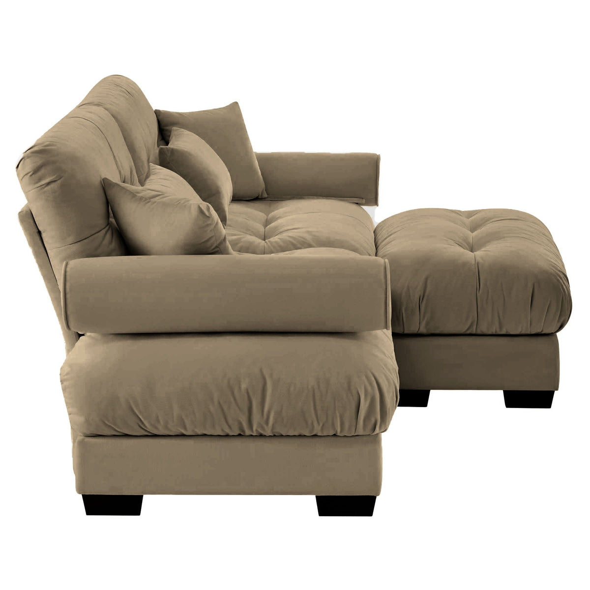 Modern sectional sofa with ottoman, beige fabric, round arms and pillows, 2-piece HouseOfZazla on Tampa Home & Garden Store