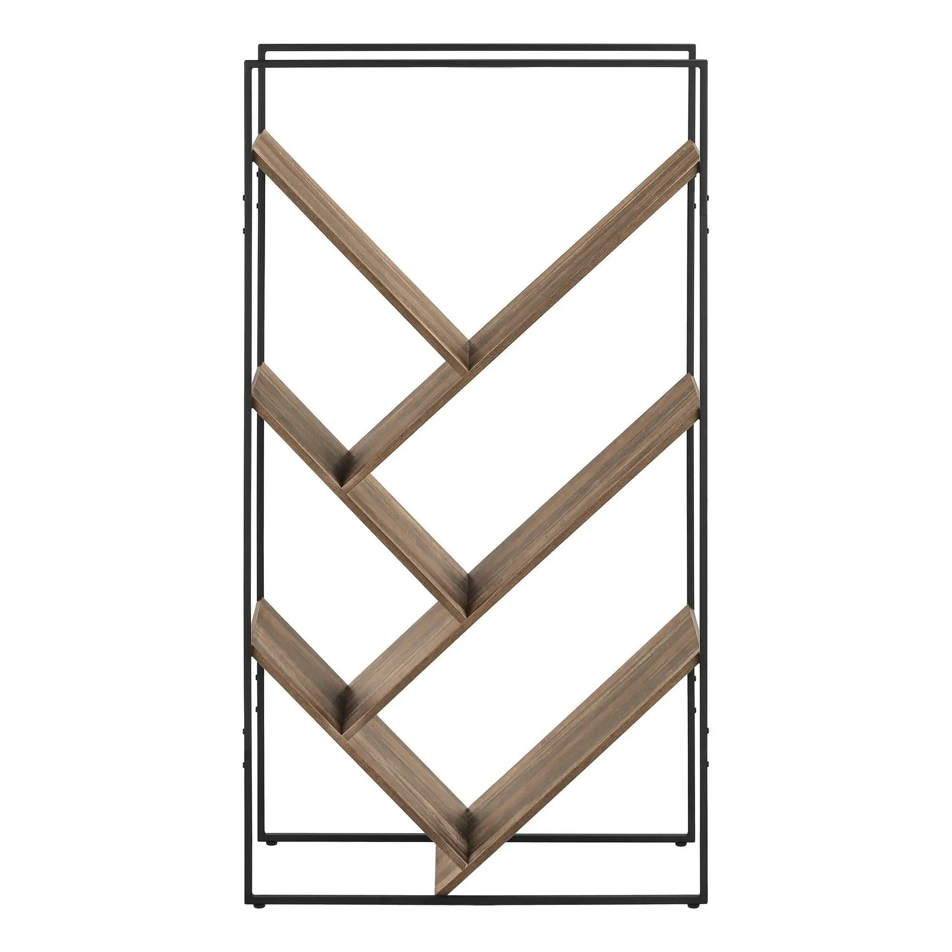 3-tier etagere bookshelf with black metal frame and brown wood X-brace by Unique Piece Furniture on Tampa Home & Garden Store