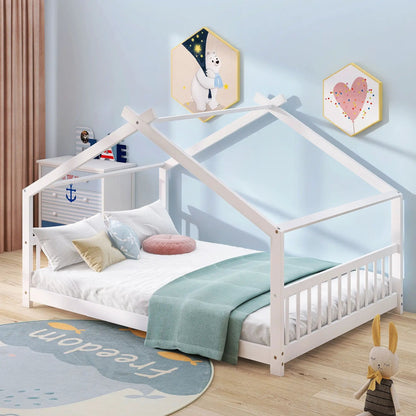 Playhouse Design Bed with Cozy Roof for Kids