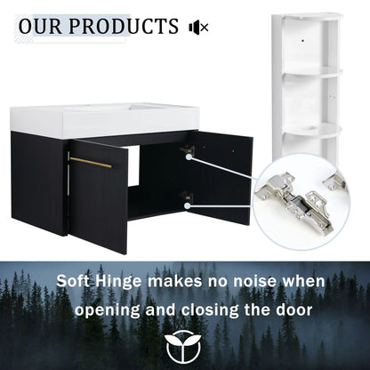 Modern Wall Mounted Vanity with Resin Sink Rack
