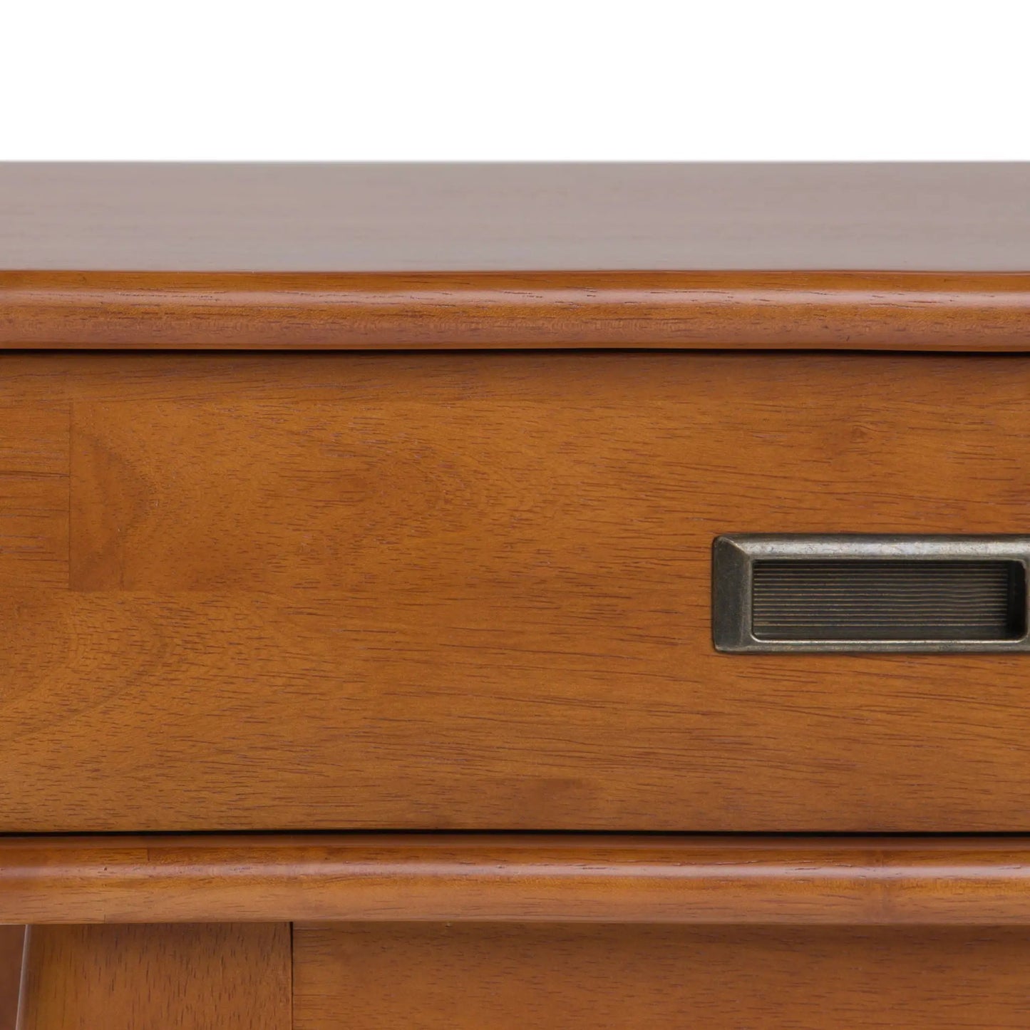 Draper Handcrafted Mid Century End Table with metal drawer pull in warm wood finish on Tampa Home & Garden Store