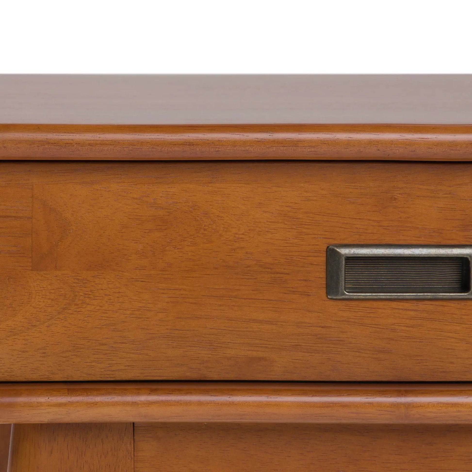 Draper Handcrafted Mid Century End Table with metal drawer pull in warm wood finish on Tampa Home & Garden Store