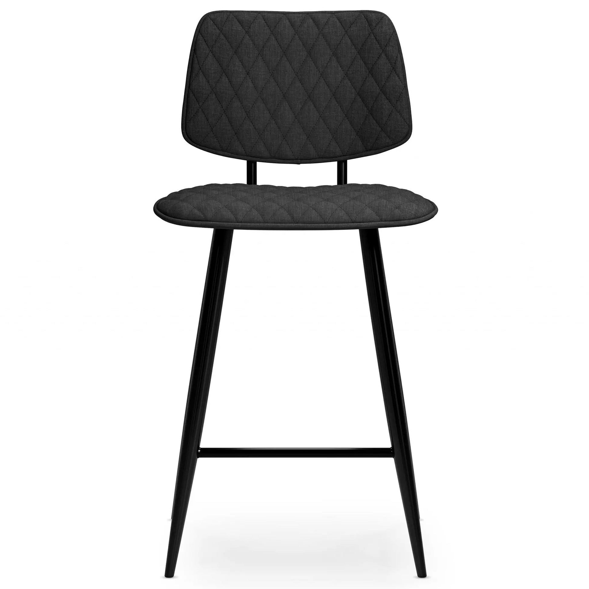 Raya counter-height stool set of 2 in charcoal quilted fabric with black legs on Tampa Home & Garden Store