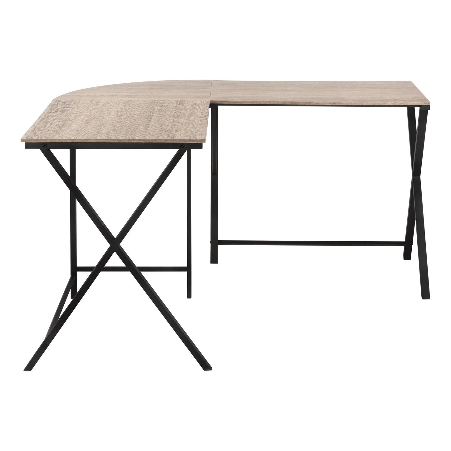 L-shaped corner computer desk with oak veneer top and black metal frame Unique Piece Furniture on Tampa Home & Garden Store