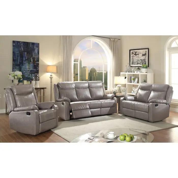 Contemporary three seater sofa with two gray recliners in leather by Unique Piece Furniture on Tampa Home & Garden Store