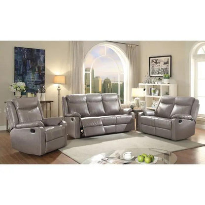 Contemporary three seater sofa with two gray recliners in leather by Unique Piece Furniture on Tampa Home & Garden Store