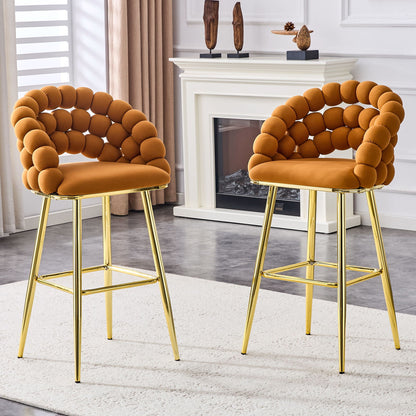 Ball Chain Bubble Tufted Bar Chairs Set Of Two