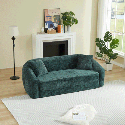Chenille Curved Convertible Sofa And Recliner
