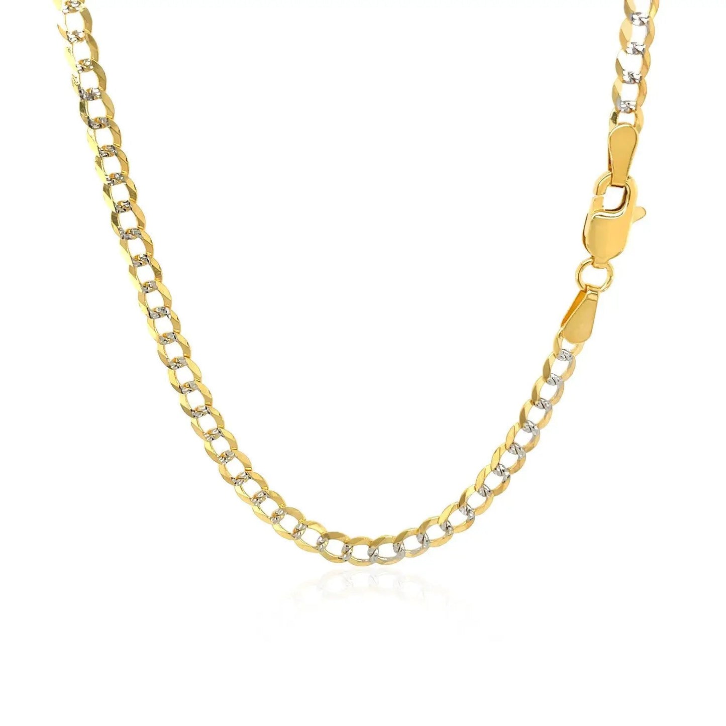 3.2 mm 14k two-tone gold pave curb chain necklace with yellow and white links on Tampa Home & Garden Store