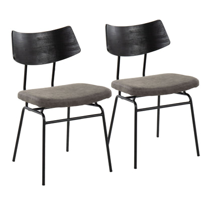 Mid Century Modern Chair Set of 2 by HouseOfZazla with black backs and upholstered gray seats on Tampa Home & Garden Store