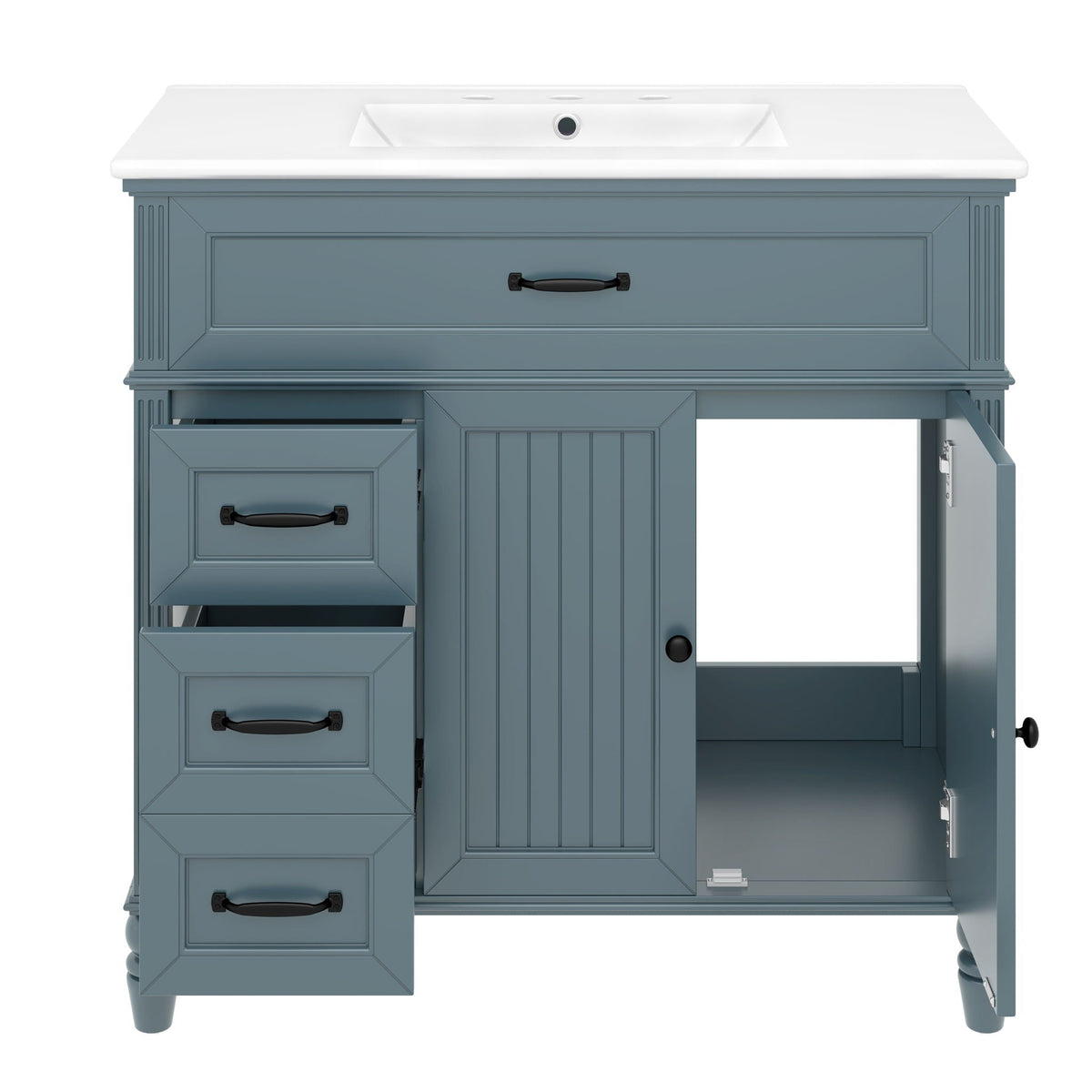 Bathroom vanity with sink and drawers, solid wood cabinet in blue gray, HouseOfZazla on Tampa Home & Garden Store