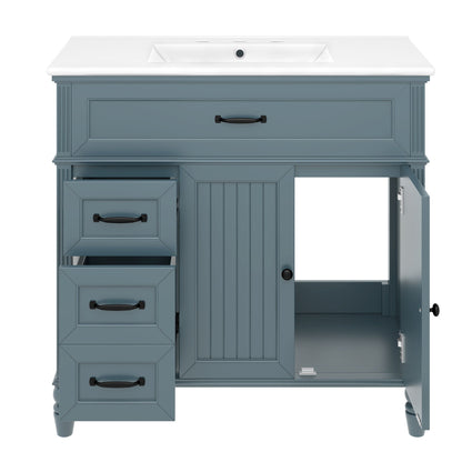 Bathroom vanity with sink and drawers, solid wood cabinet in blue gray, HouseOfZazla on Tampa Home & Garden Store