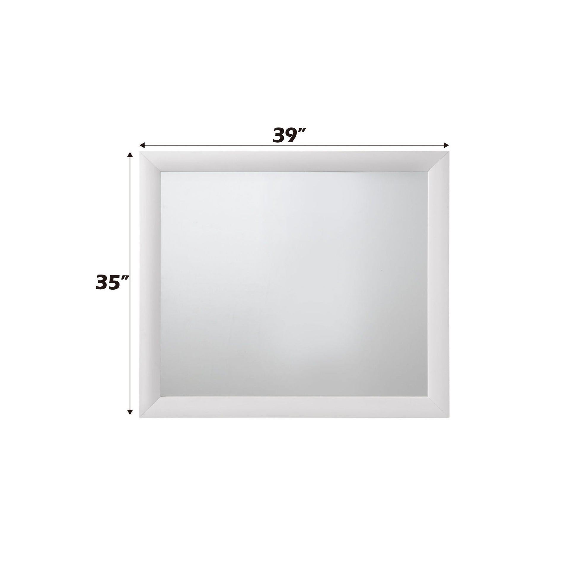 Ireland Contemporary Design Mirror by HouseOfZazla, white beveled frame, 39x35 in on Tampa Home & Garden Store