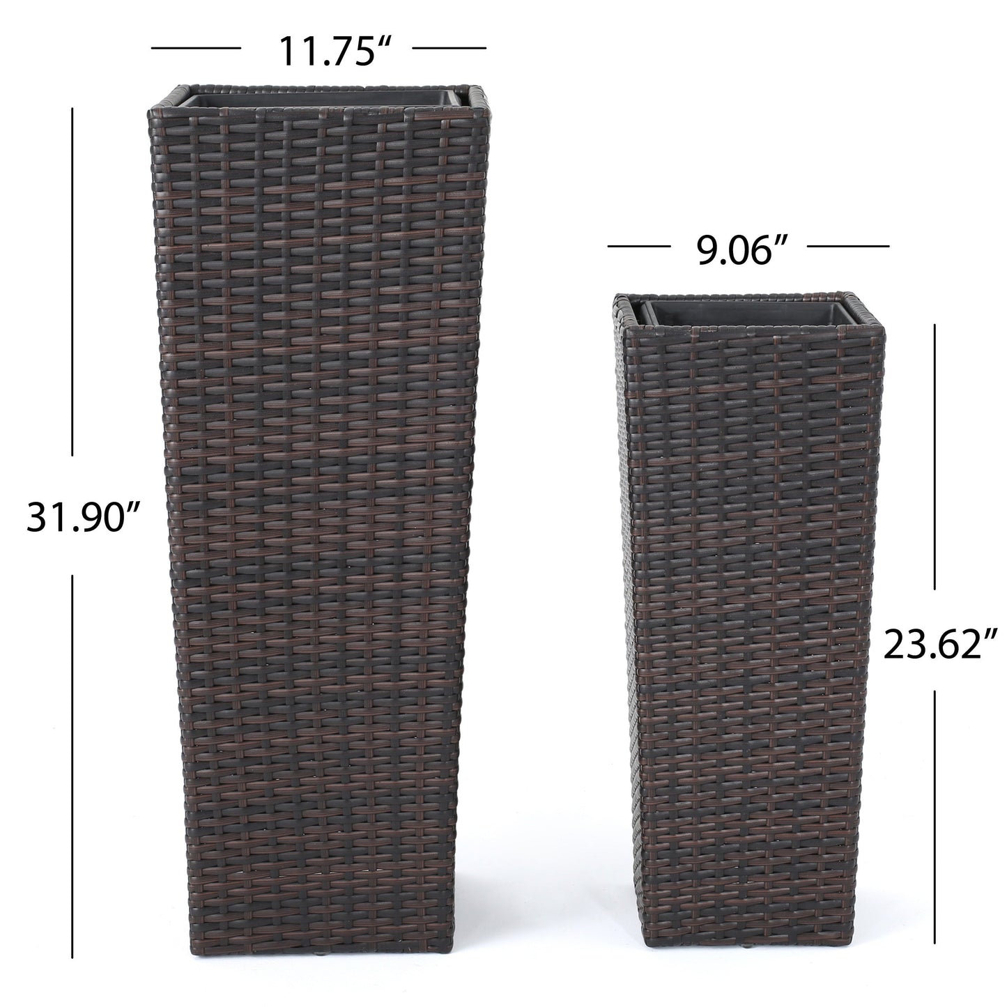Rattan Flower Pot Brown planter set of 2 in dark wicker by HouseOfZazla planters on Tampa Home & Garden Store