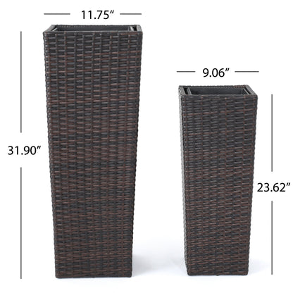 Rattan Flower Pot Brown planter set of 2 in dark wicker by HouseOfZazla planters on Tampa Home & Garden Store