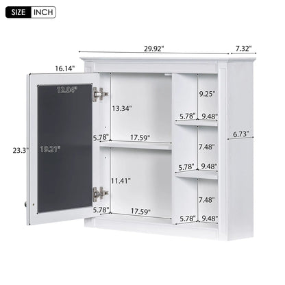 Wall Mounted Cabinet With Mirror and Open Shelves