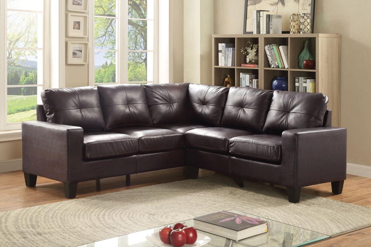 Newbury Sectional Sofa in dark brown leather with pocket coil cushions by HouseOfZazla on Tampa Home & Garden Store