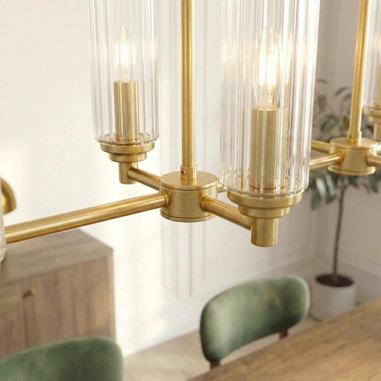 Willow Eight Lights Island Pendant in Satin Brass
