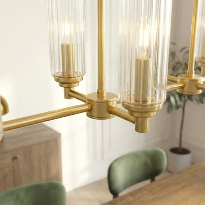 Willow Eight Lights Island Pendant in Satin Brass