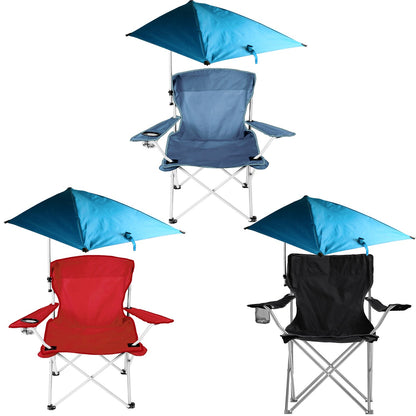 GemGear foldable beach chair with canopy and cup holder, 4-chair set with umbrella armrest on Tampa Home & Garden Store
