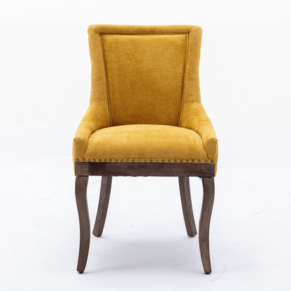 Ultra Side Dining Chair with mustard yellow upholstery, back, nailhead trim, solid wood legs on Tampa Home & Garden Store
