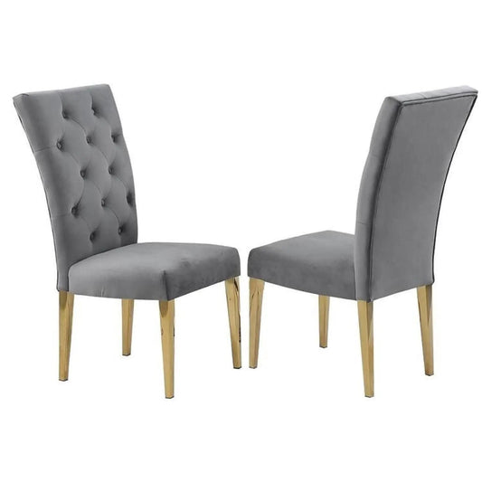 Modern Design Upholstered Dining Chair Set of 2, tufted back, wood legs Unique Piece Furniture on Tampa Home & Garden Store