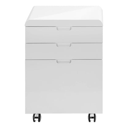 White glossy rolling file cabinet with 3 drawers and casters by Unique Piece Furniture on Tampa Home & Garden Store