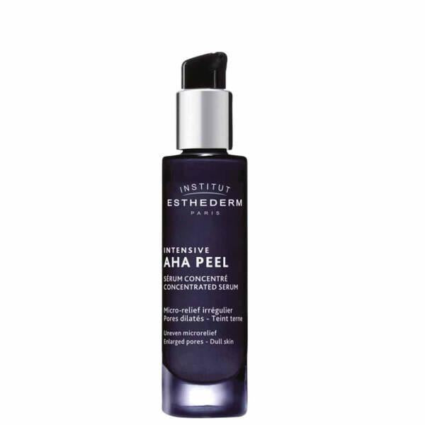 Esthederm Intensive AHA Peel Serum, purple glass face serum with pump on Tampa Home & Garden Store