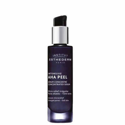 Esthederm Intensive AHA Peel Serum, purple glass face serum with pump on Tampa Home & Garden Store