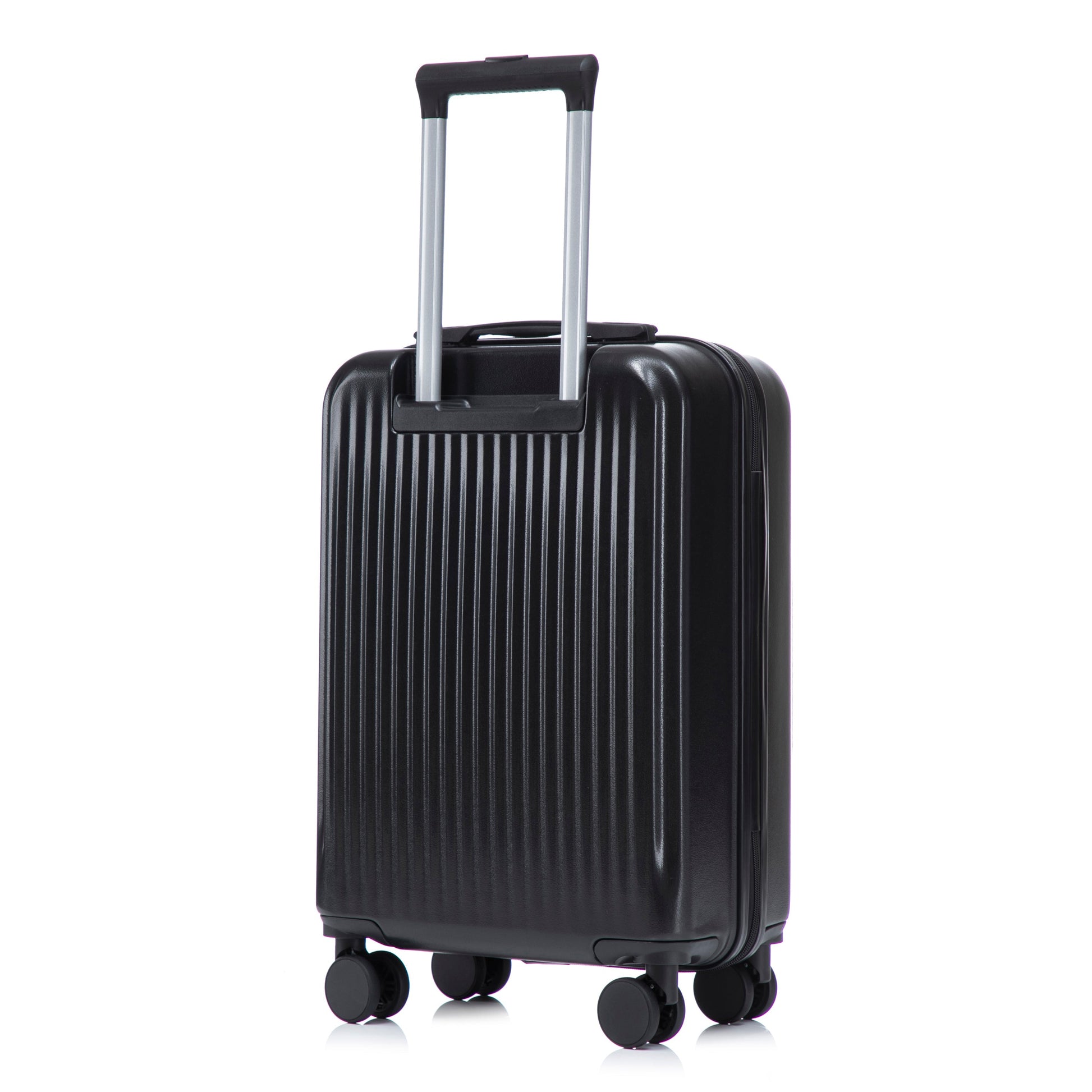 HouseOfZazla ABS spinner luggage set black grooved shell with extended handle on Tampa Home & Garden Store