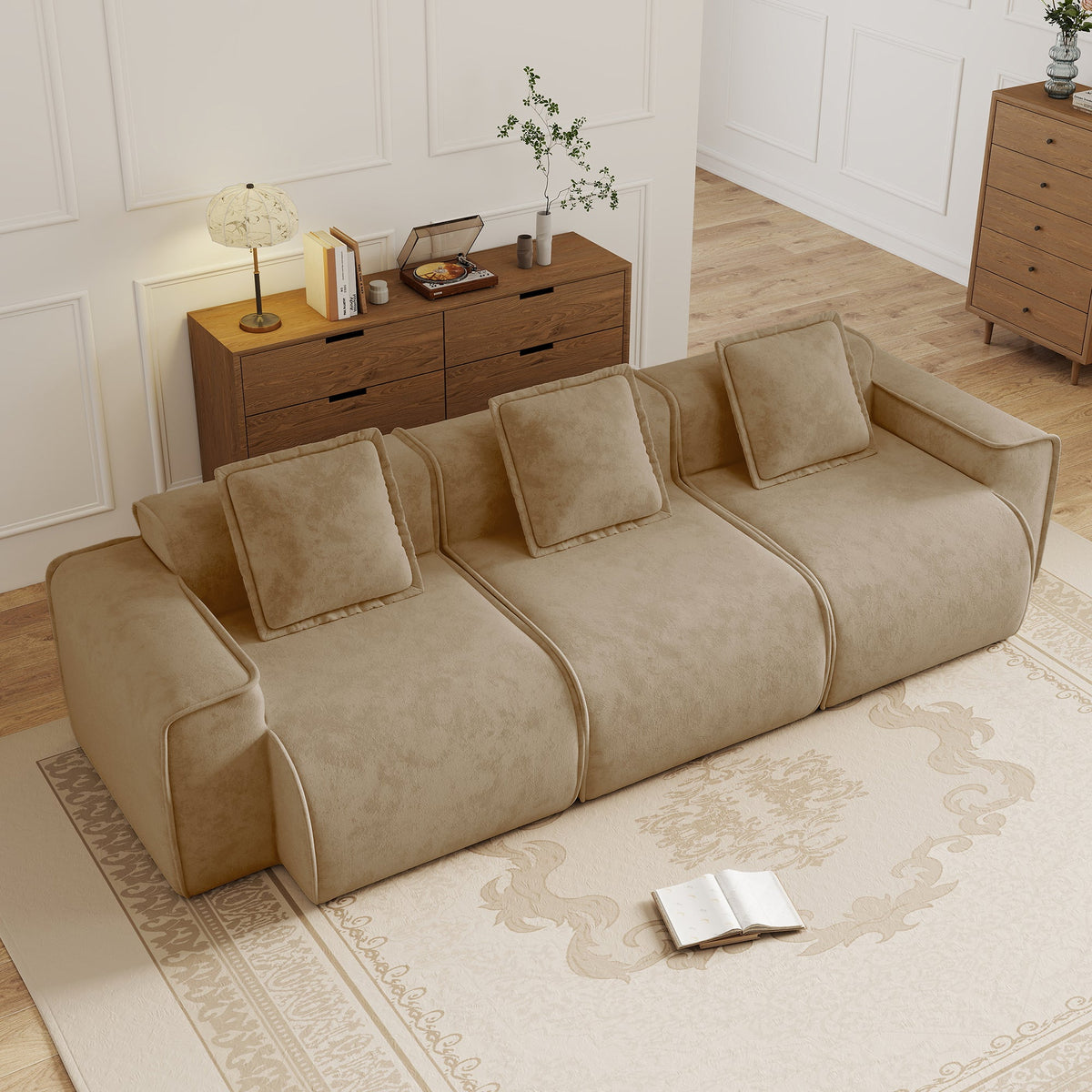 Deep Seat Modular Velvet Sofa for Modern Living