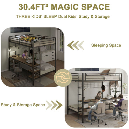 Ethan bunk bed with desk and storage shelves in black steel frame by HouseOfZazla on Tampa Home & Garden Store